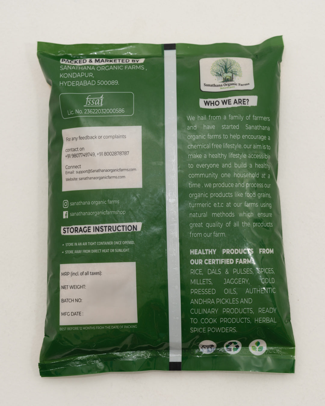 Organic unpolished sona masoori rice