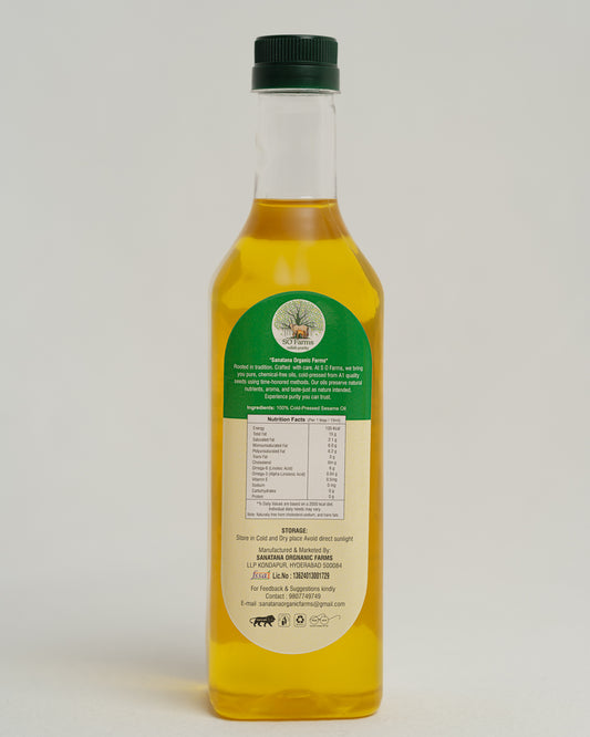 Cold Pressed Sesame Oil (Til Oil) - 100% Pure Traditional | Hyderabad | Sanatana Organic Farms (SOFarms)