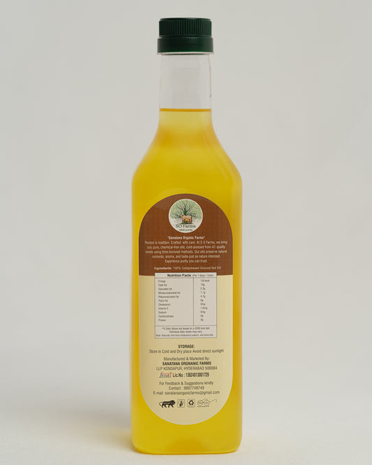 Cold Pressed Groundnut Oil (Peanut Oil) - 100% Pure Traditional | Buy Online India | Sanatana Organic Farms (SOFarms)
